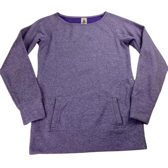 NEW BURTON WOMENS DRYRIDE CREW FLEECE LINED POCKET THUMBHOLES VIOLET SWEATSHIRT - Picture 1 of 9